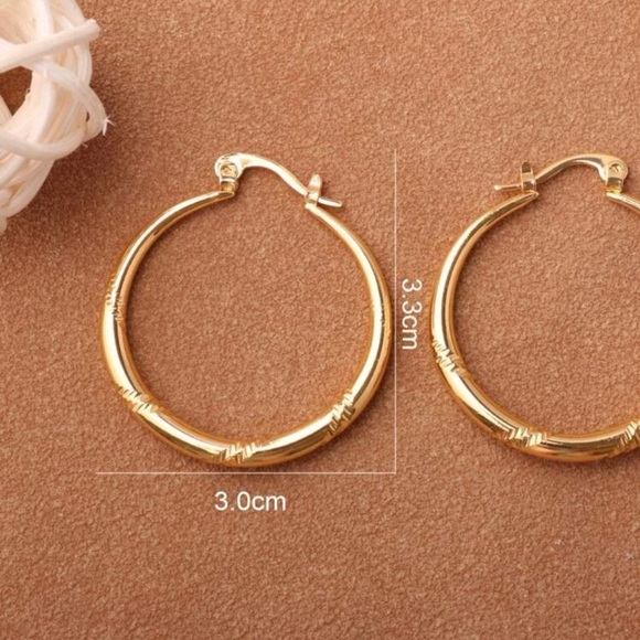 Golden Hoop Earrings - Picture 4 of 7